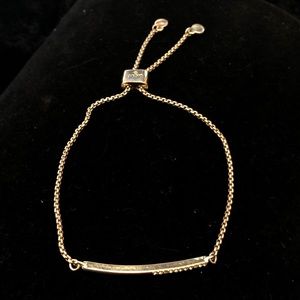 DKNY Rhinestone Silver Tone Bolo Chain Bracelet